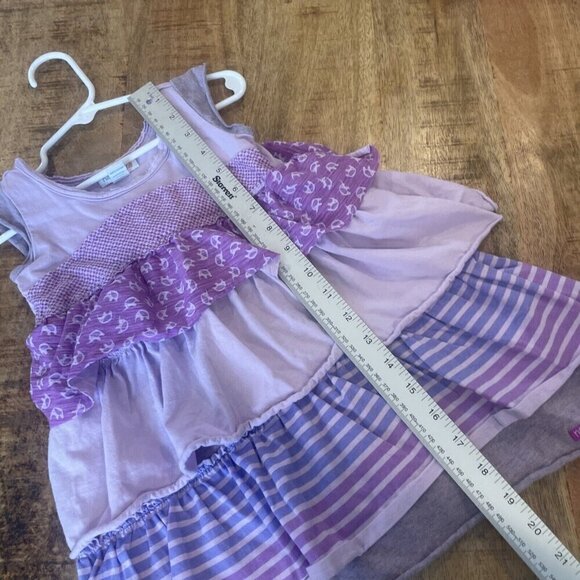 Naartjie Kids Girls 2T Purple Floral Short Sleeve Dress Tiered Ruffles Elephant - Picture 8 of 10